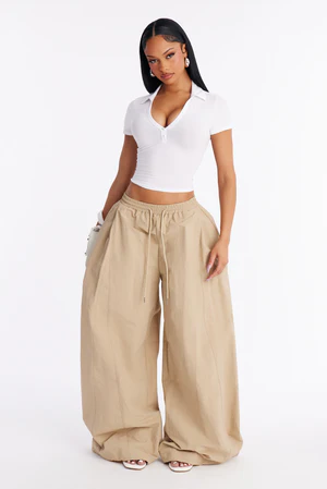 Static Energy Super Wide Leg Windbreaker Pant 33″ - Khaki