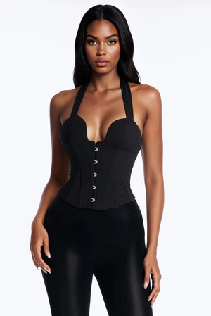 Hottest Lover Girl Sleeveless Corset Top - Black